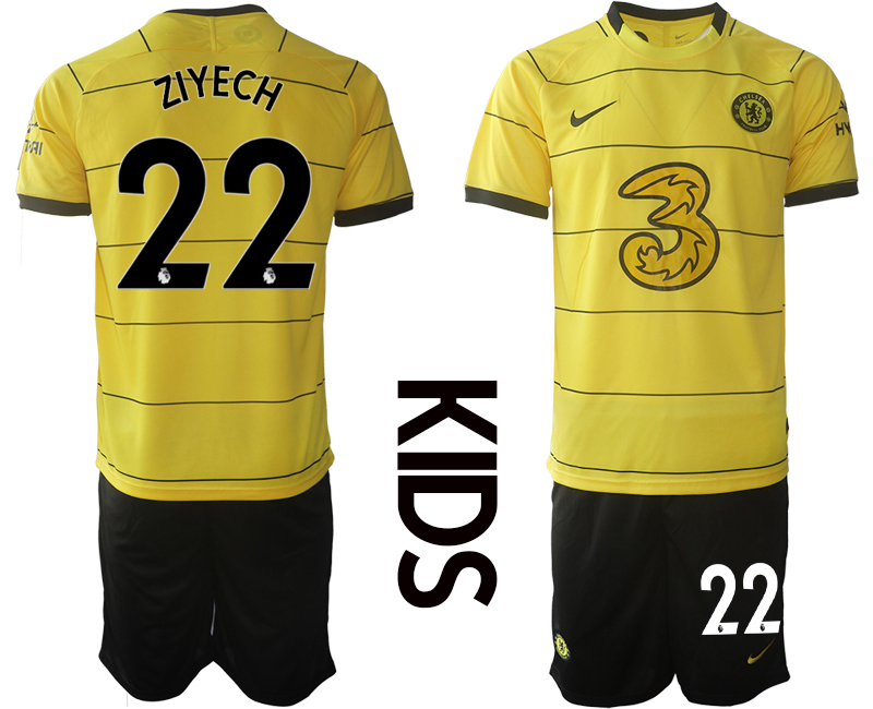 Youth 2021-2022 Club Chelsea away yellow #22 Soccer Jersey